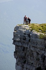 Me, Valerie and Wanda standing on the edge of the Creux du Van in Switzerland (photo courtesy of Marc Schmid).