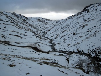 Bright Beck in a snowy Langdales in the Lake District.
