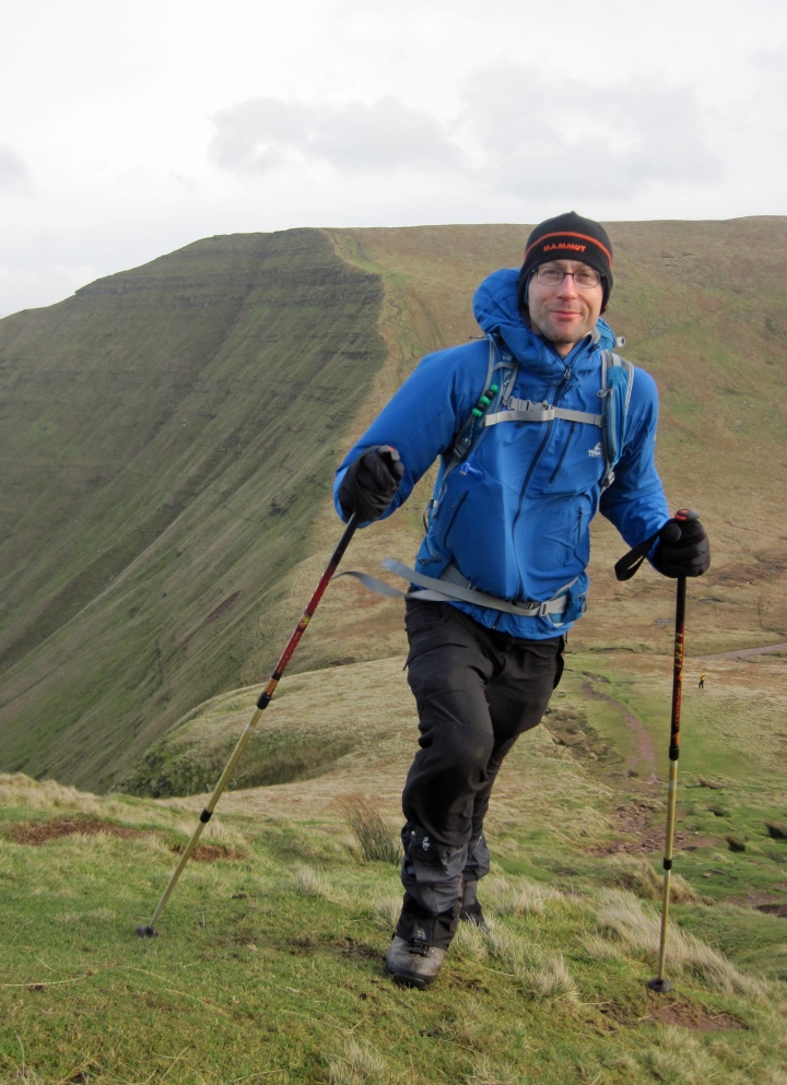 Me on a windy day in the Brecon Beacons wearing the Mammut Eisberg Beanie.