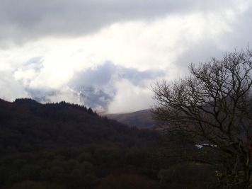 A little bit of the Snowdon massif suddenly appearing through the clouds.