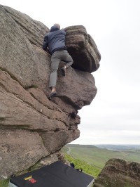 Me climbing Snout Groove at Stanage Far Right.