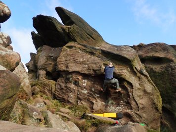 On Mounty (V0- 4b) in The Attic area of The Roaches.